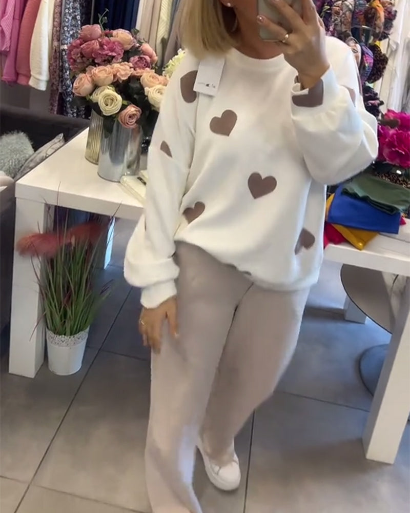 Ikue | カジュアルハートプリント2ピースセット