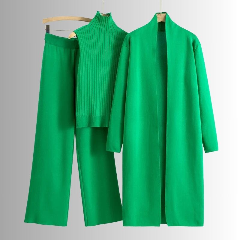 Akihiko｜レディース 3点セット ニット（コート・トップス・パンツ）