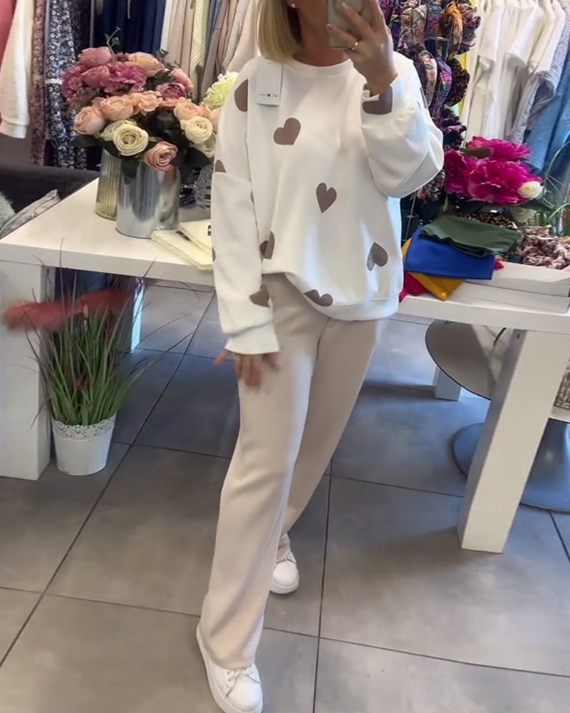 Ikue | カジュアルハートプリント2ピースセット