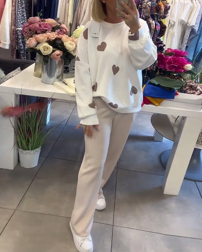 Ikue | カジュアルハートプリント2ピースセット